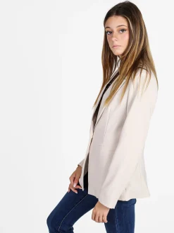 Styled In Italy Blazer donna mono bottone con spalline imbottite - nero
