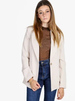 Styled In Italy Blazer donna mono bottone con spalline imbottite - nero