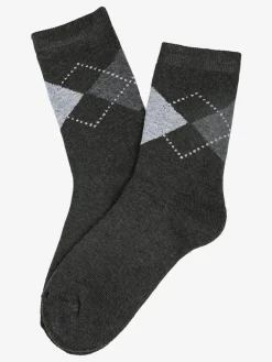 Stylosa Calze corte da donna in pile a rombi - grigio scuro