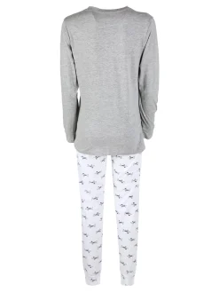 Stylosa Pigiama lungo da donna in cotone con pantaloni a pois