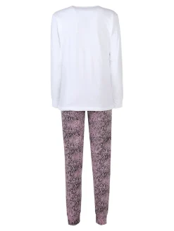 Stylosa Pigiama lungo da donna in cotone con stampe