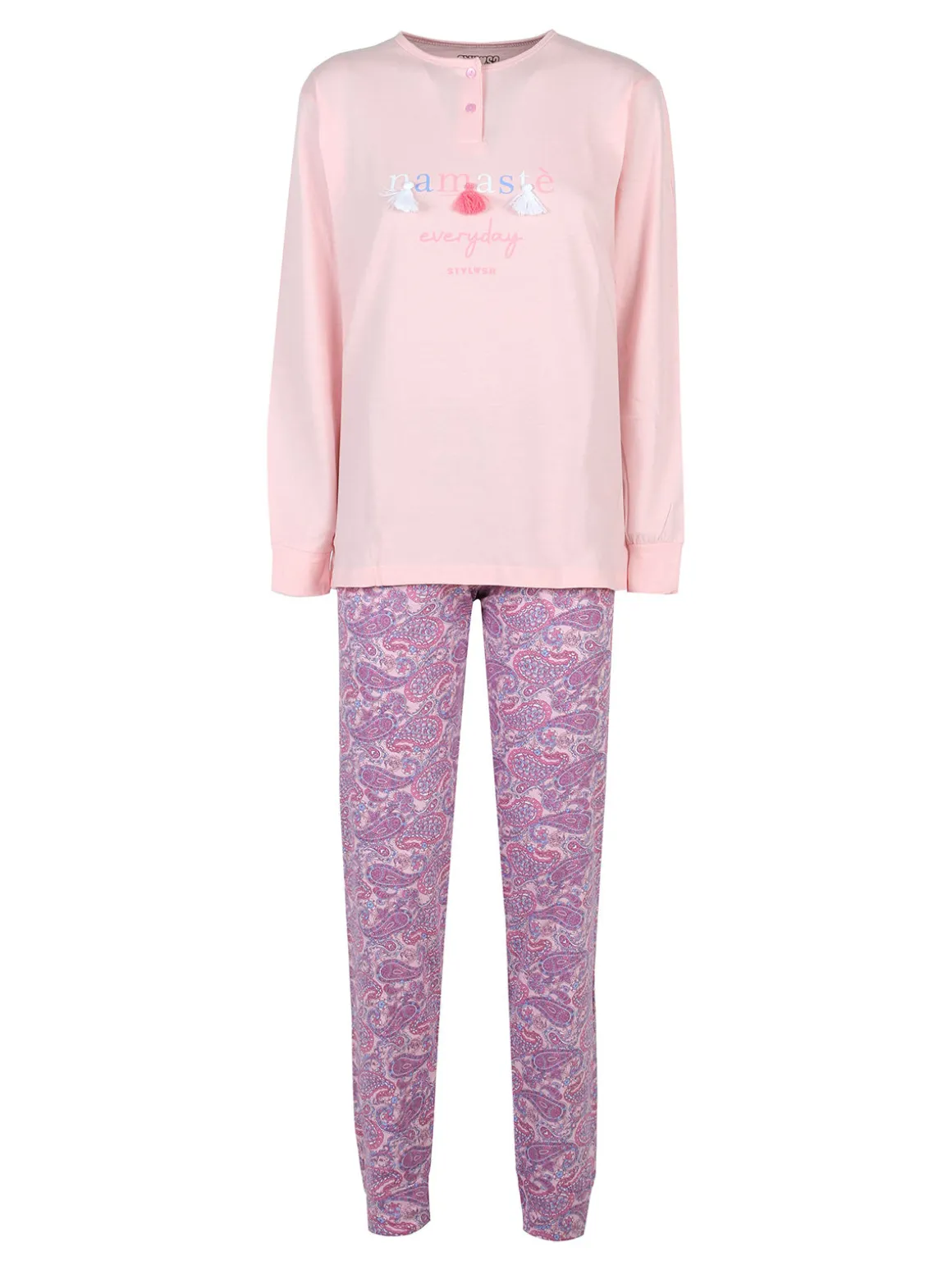 Stylosa Pigiama lungo da donna in cotone con stampe
