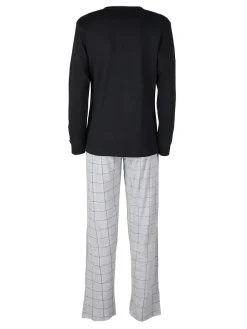 Stylosa Pigiama lungo da donna in cotone con pantaloni a quadri