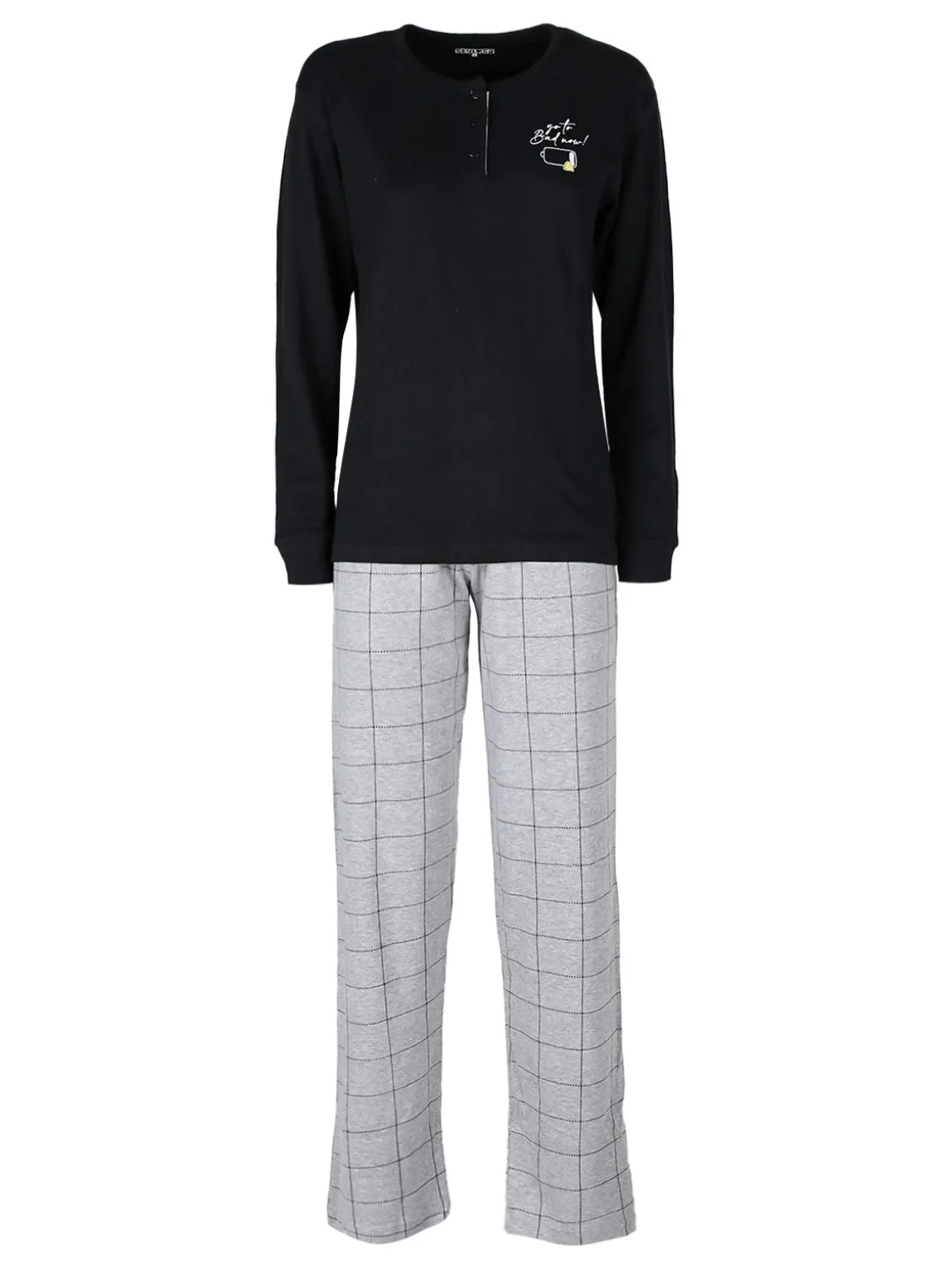 Stylosa Pigiama lungo da donna in cotone con pantaloni a quadri