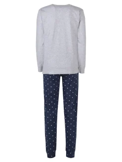 Stylosa Pigiama lungo da donna in cotone con pantaloni a pois