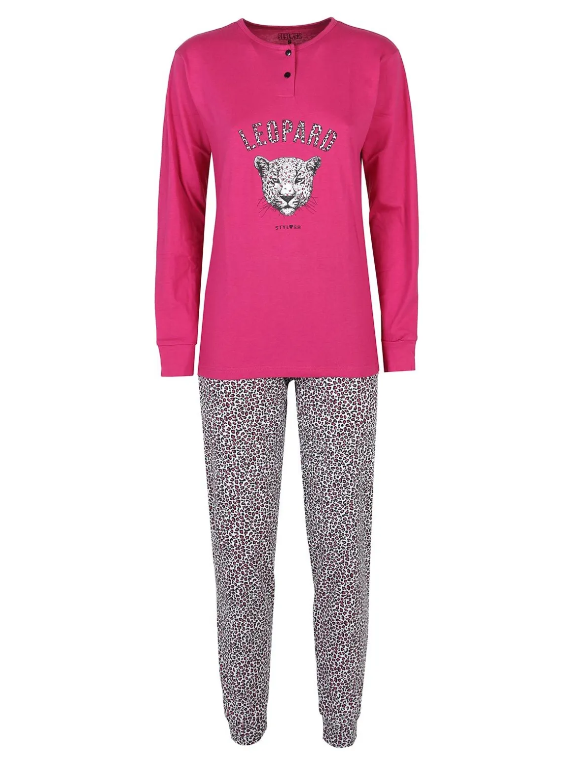 Stylosa Pigiama lungo donna con pantaloni leopardati