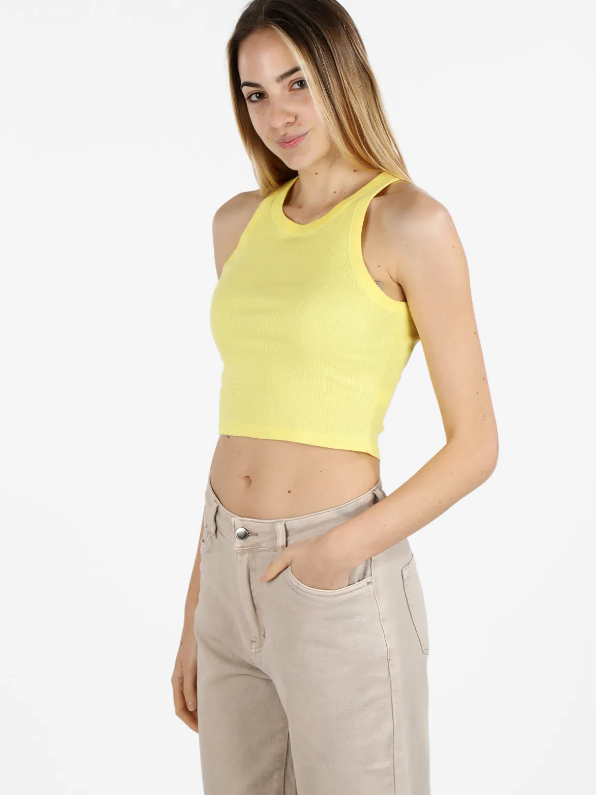 Sublyme Canotta cropped da donna a costine