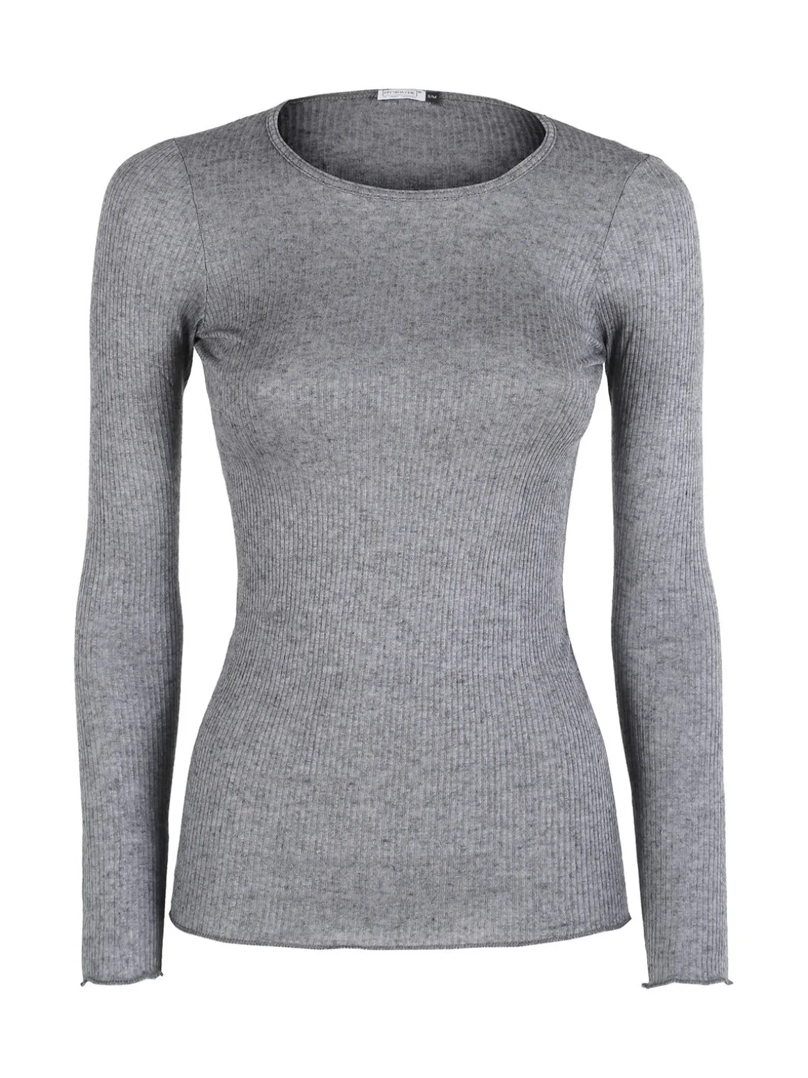 Sublyme T-shirt donna a maniche lunghe in cashmere naturale - grigio scuro