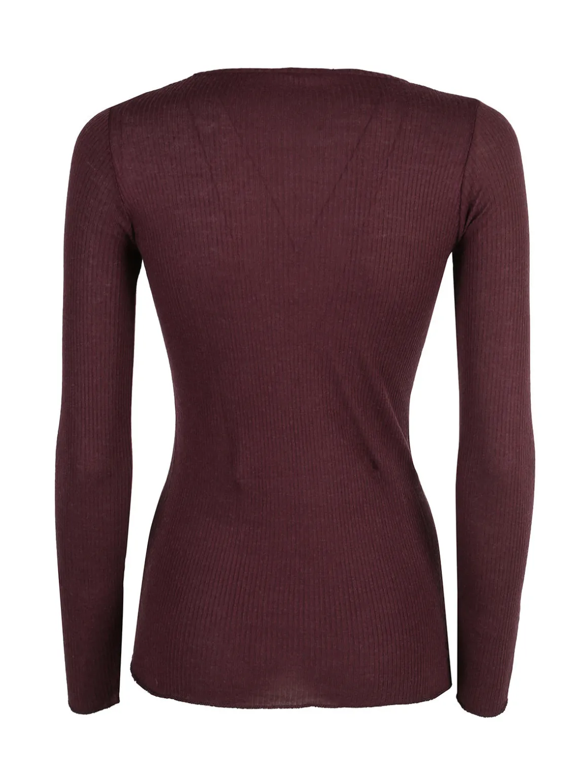 Sublyme T-shirt donna a maniche lunghe in cashmere naturale - bordeaux