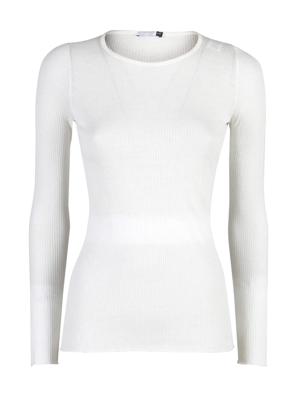 Sublyme T-shirt donna a maniche lunghe in cashmere naturale - panna