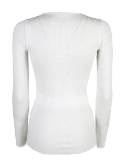 Sublyme T-shirt donna a maniche lunghe in cashmere naturale - panna