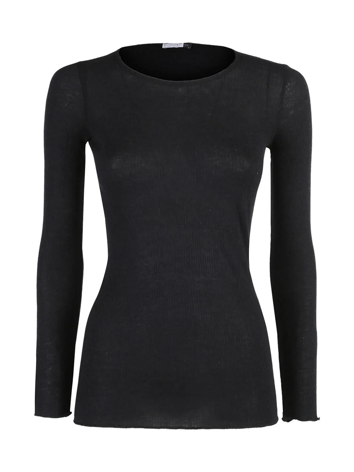 Sublyme T-shirt donna a maniche lunghe in cashmere naturale - nero