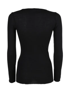 Sublyme T-shirt donna a maniche lunghe in cashmere naturale - nero