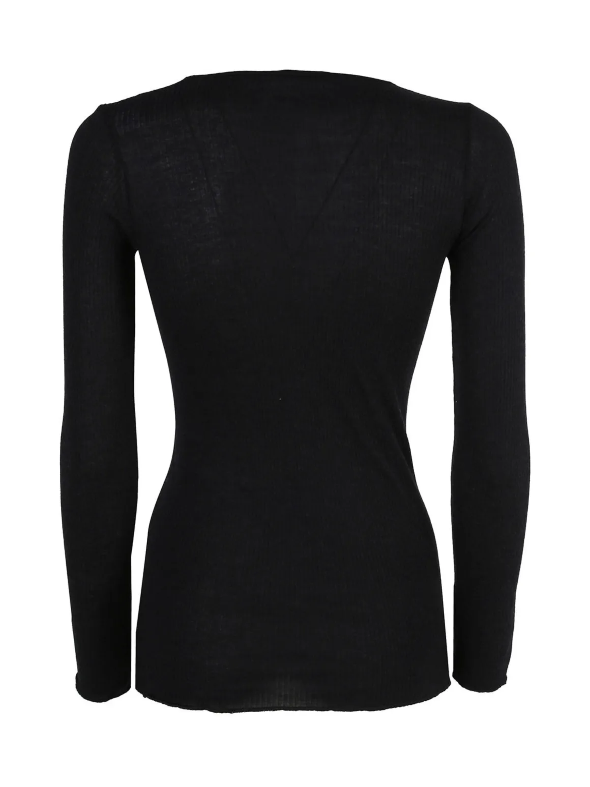 Sublyme T-shirt donna a maniche lunghe in cashmere naturale - nero