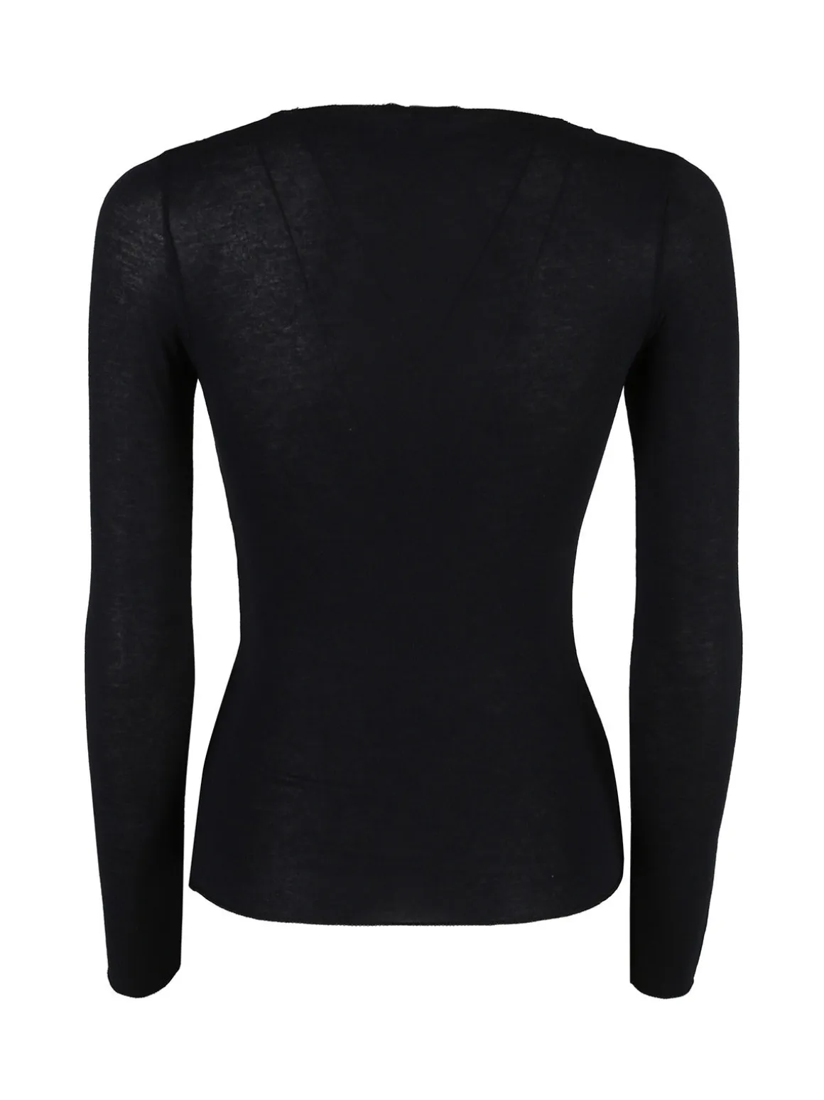 Sublyme T-shirt donna a maniche lunghe in cashmere con pizzo - nero