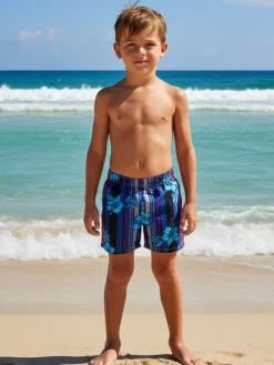 Sun & Beach Boxer da mare a fiori per bambino