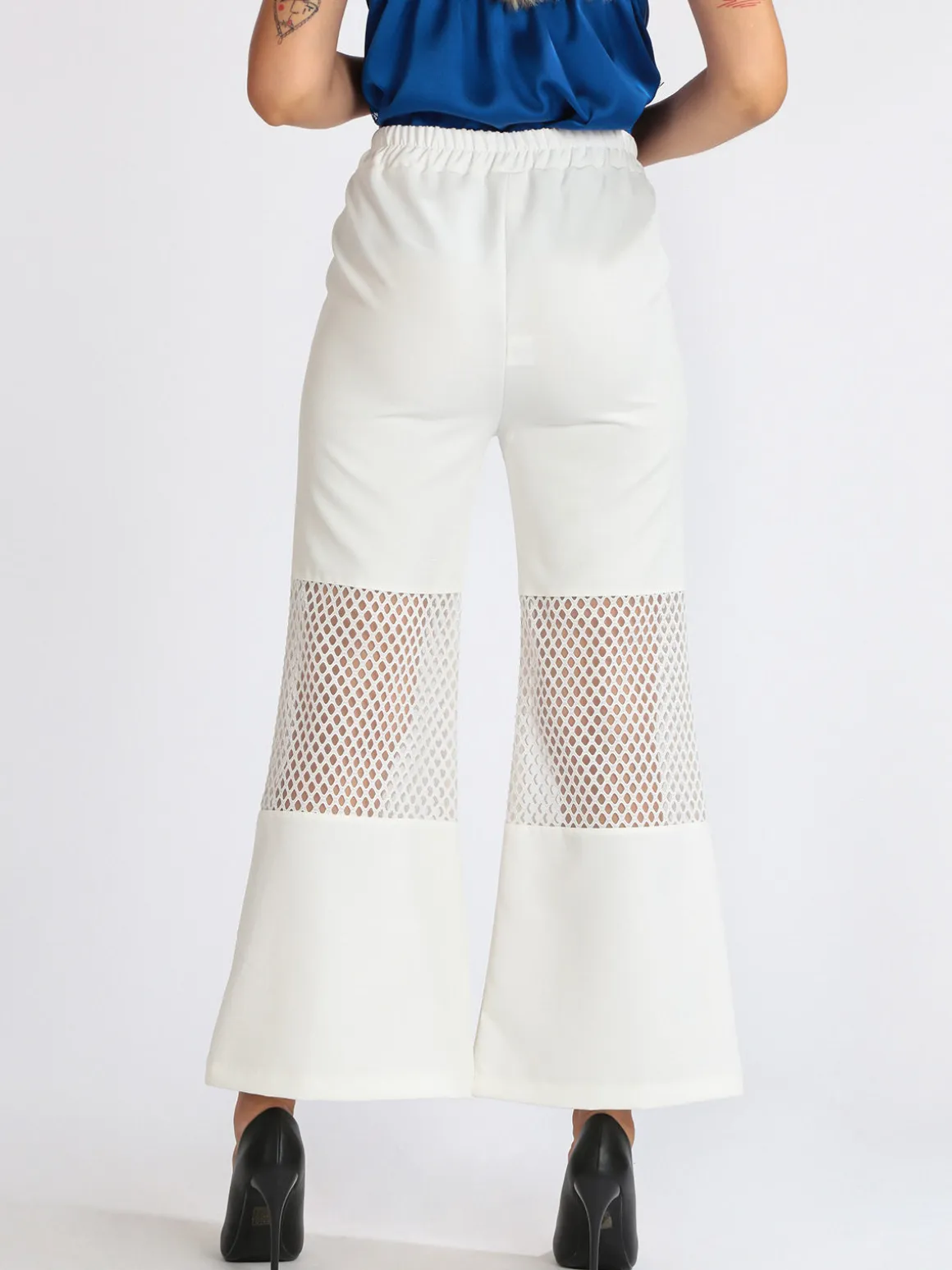 Sun Sun Pantaloni donna a zampa con dettaglio a rete