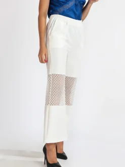 Sun Sun Pantaloni donna a zampa con dettaglio a rete