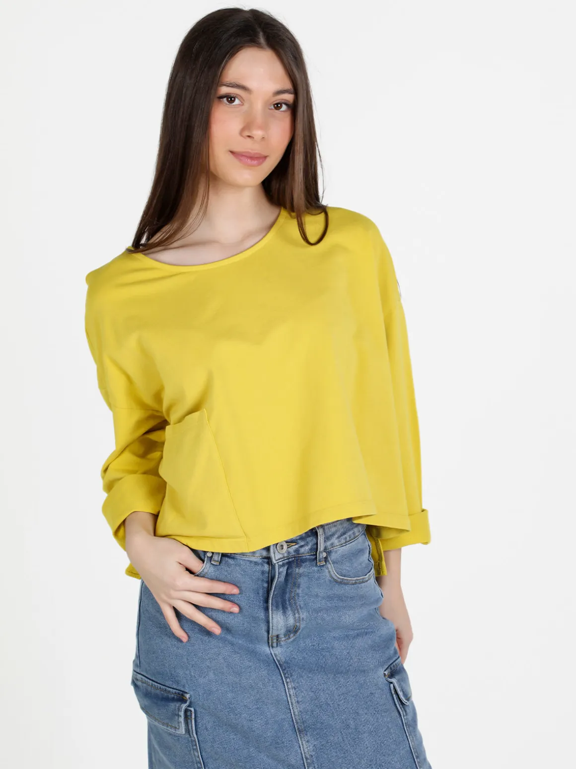 Sun Sun T-shirt cropped da donna con tasca