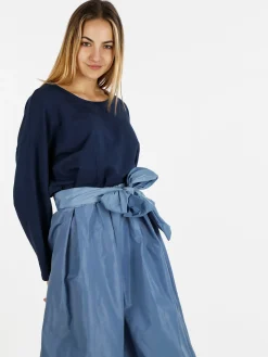 Sun Sun T-shirt cropped da donna con tasca