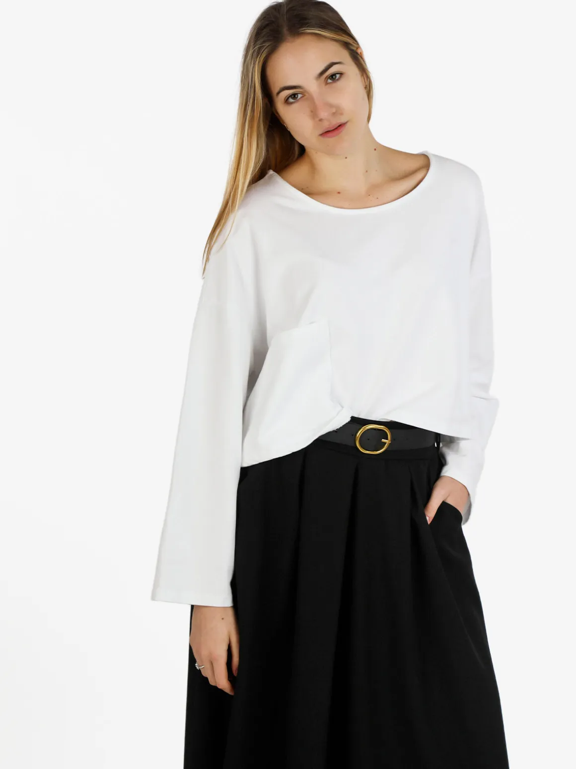 Sun Sun T-shirt cropped da donna con tasca