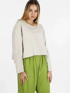 Sun Sun T-shirt cropped da donna con tasca