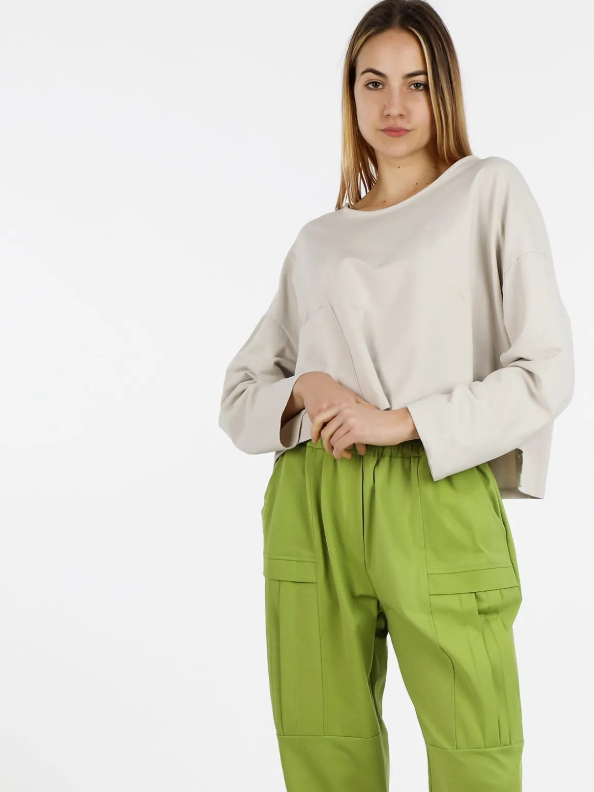 Sun Sun T-shirt cropped da donna con tasca