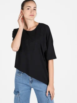 Sun Sun T-shirt donna asimmetrica in cotone