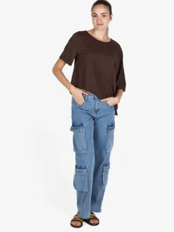 Sun Sun T-shirt donna asimmetrica in cotone