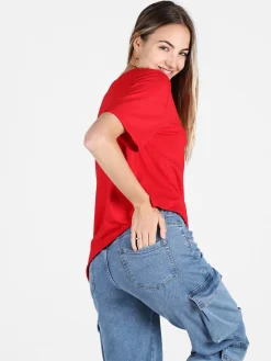 Sun Sun T-shirt donna asimmetrica in cotone