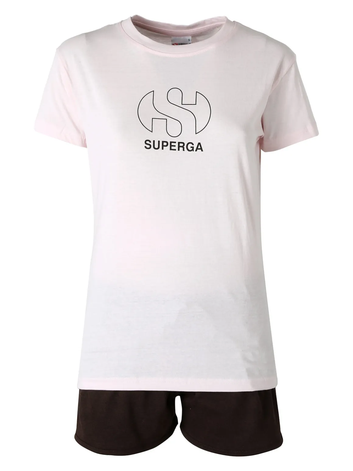Superga Completo corto da donna in cotone con logo - rosa