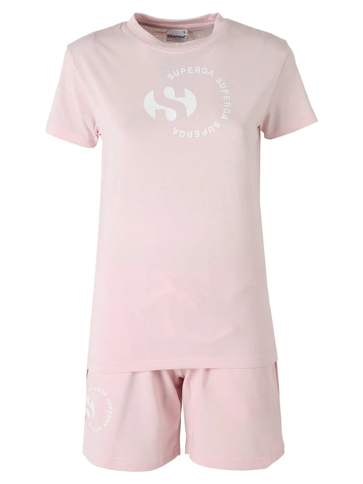 Superga Completo corto da donna in cotone con logo - rosa
