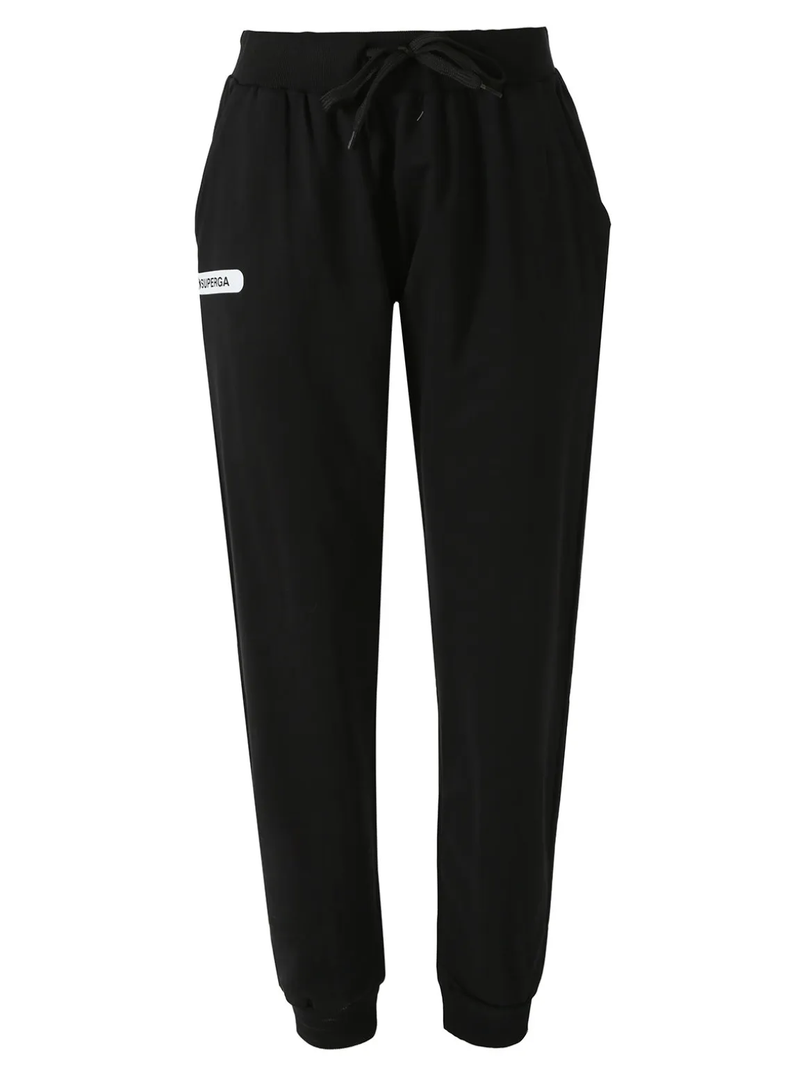 Superga Pantaloni tuta da donna in felpa con coulisse e polsini - nero