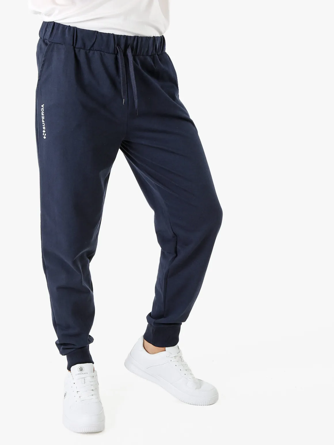 Superga Pantaloni tuta da uomo in felpa con coulisse e polsini - blu scuro