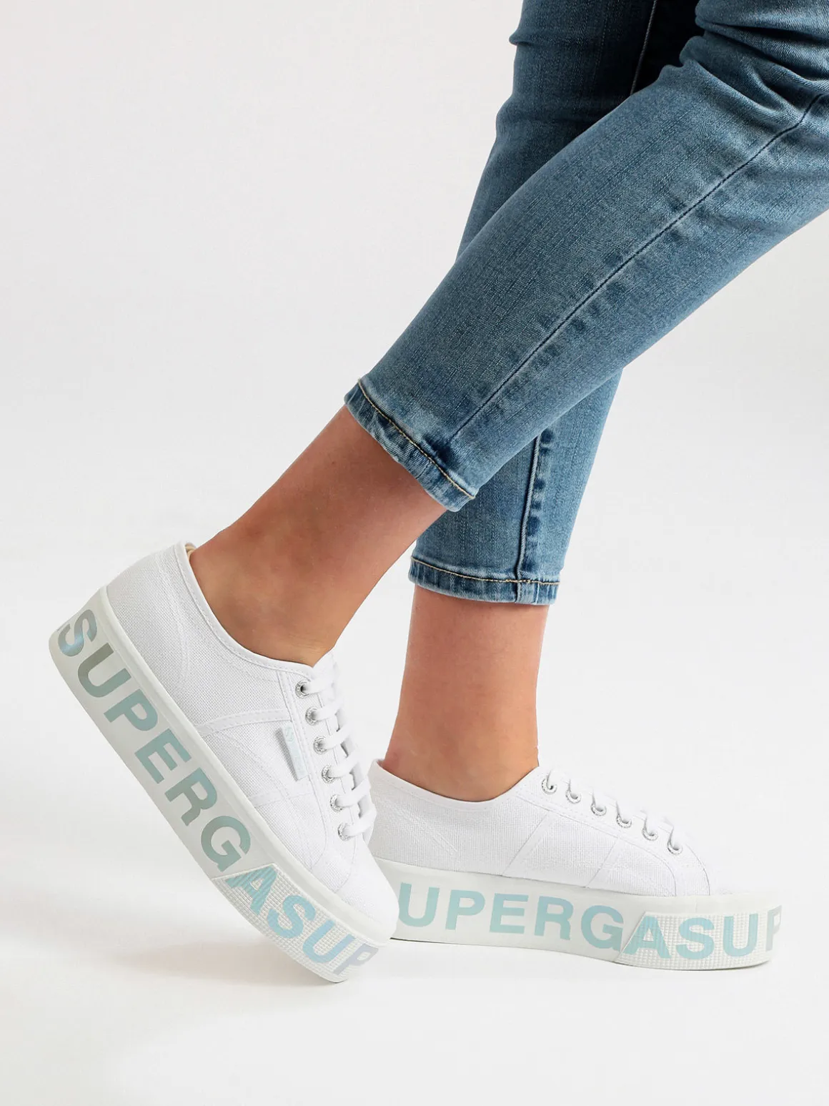 Superga 2790 PLATFORM LETTERING Sneakers donna in tela con platform