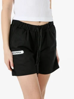 Superga Shorts donna in misto cotone con logo - nero