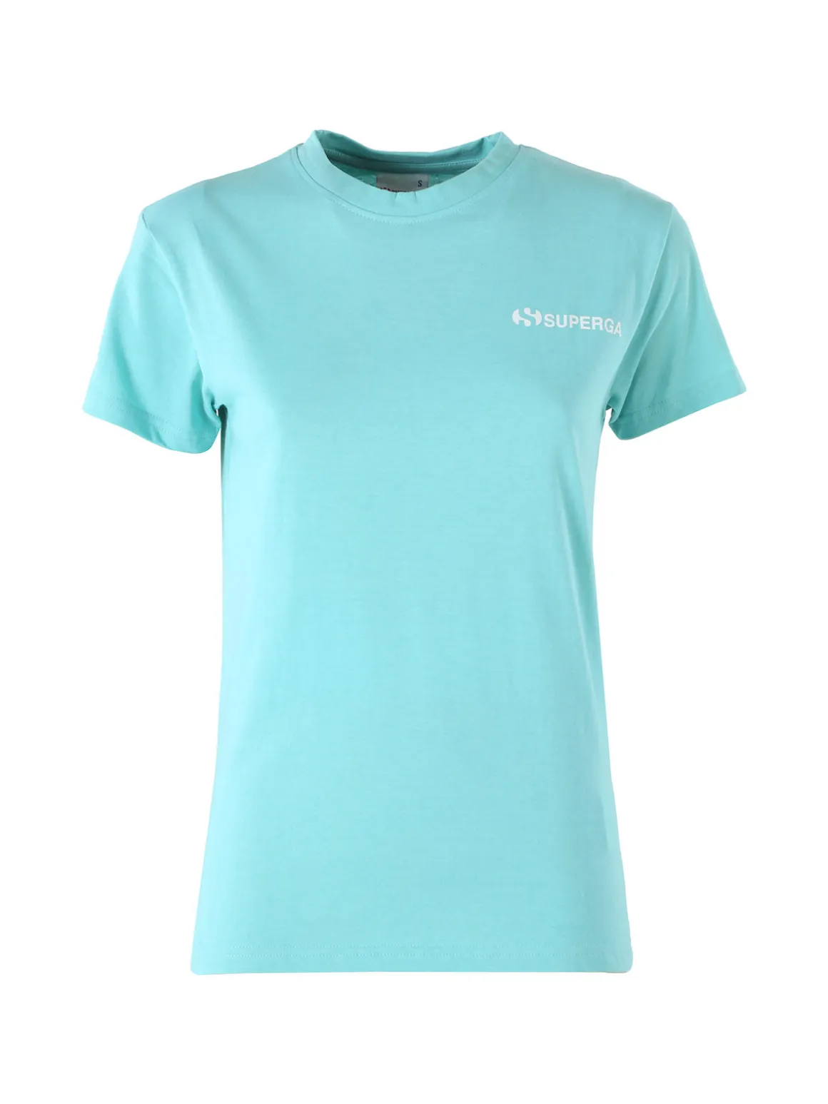 Superga T-shirt girocollo da donna in cotone con logo - acqua marina