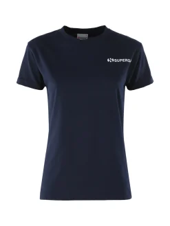 Superga T-shirt girocollo da donna in cotone con logo - blu scuro