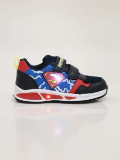 Superman Sneakers da bambino con cinturini a strappi e luci - multicolore