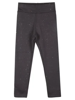 Super Star Leggings felpati da bambina con glitter - antracite