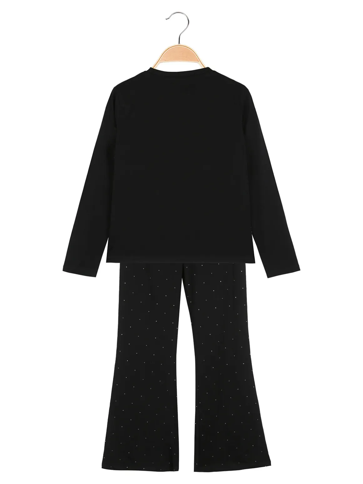 Sweet Junior Completo elegante da bambina con paillettes e pantaloni a zampa - nero