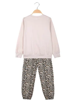 Sweet Junior Completo 2 pezzi animalier da bambina - beige