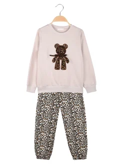 Sweet Junior Completo 2 pezzi animalier da bambina - beige