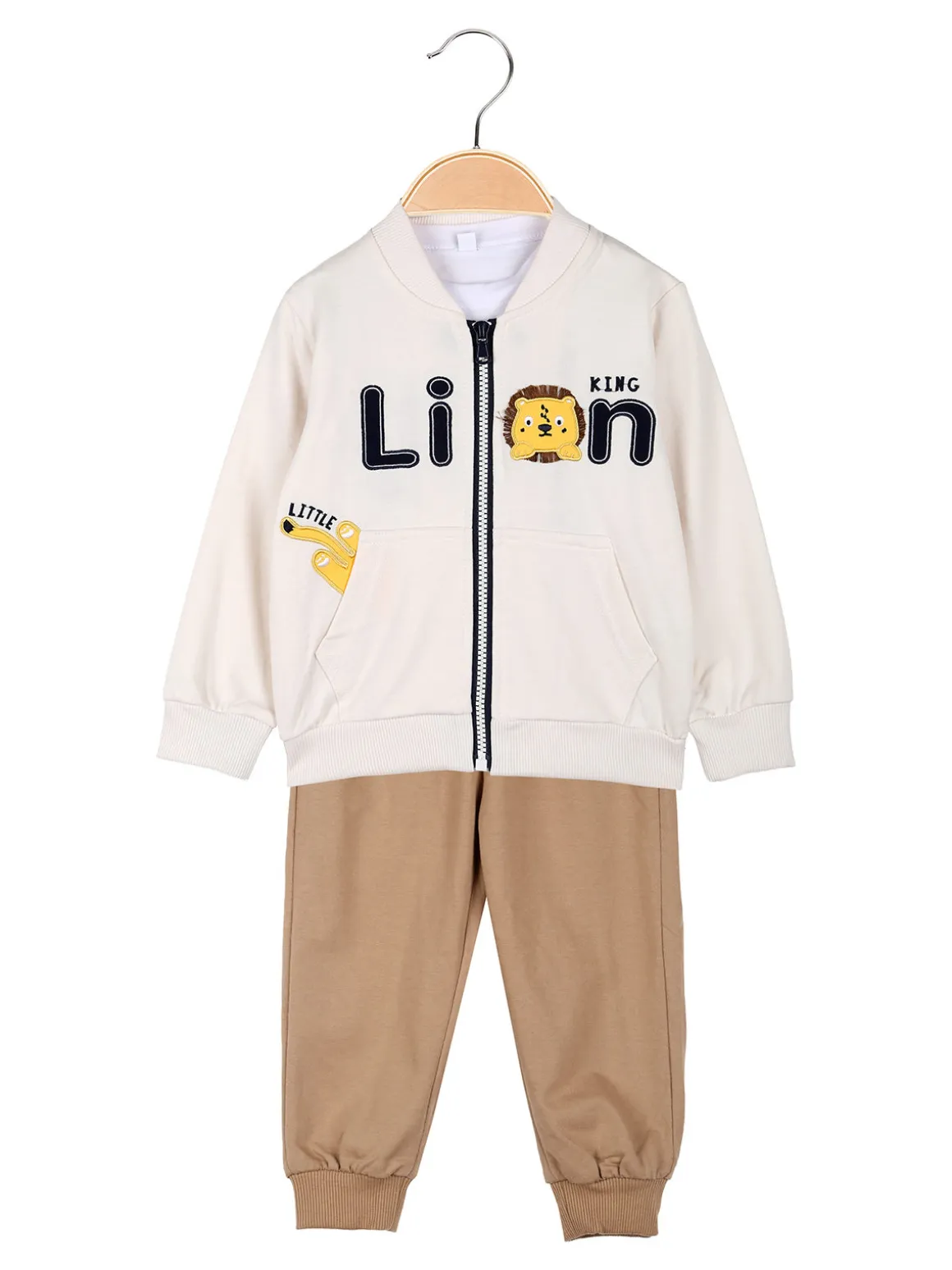 Sweet Junior Completo 3 pezzi da neonato con chiusura zip - beige