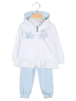 Sweet Junior Completo 3 pezzi da neonata con cappuccio e zip - bianco