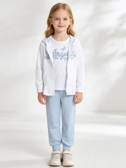 Sweet Junior Completo 3 pezzi da neonata con cappuccio e zip - bianco