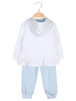 Sweet Junior Completo 3 pezzi da neonata con cappuccio e zip - bianco