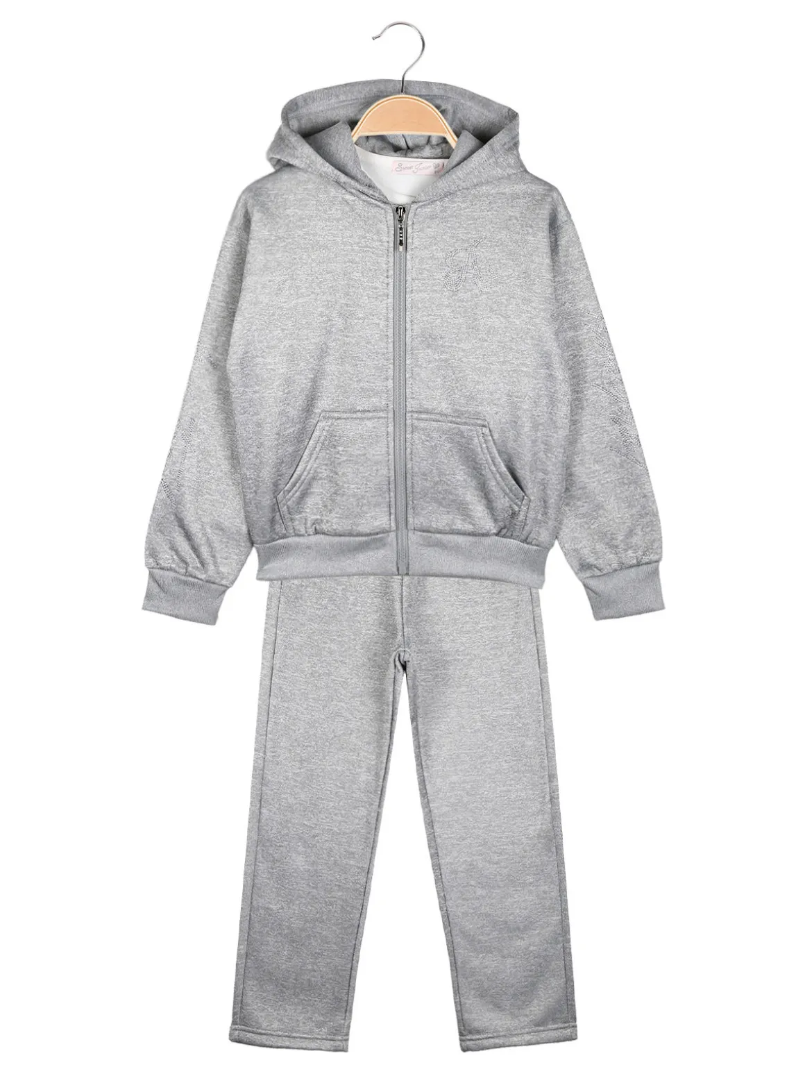 Sweet Junior Completo tuta 3 pezzi da bambina con cappuccio e zip - grigio