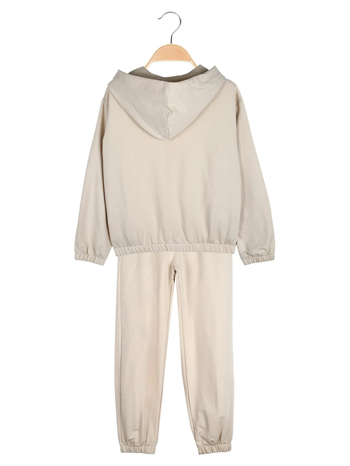 Sweet Junior Completo tuta 3 pezzi da bambina con farfalle di strass cappuccio e zip - beige