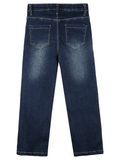 Sweet Junior Jeans da bambina a gamba dritta con fiori di peluche e strass - jeans